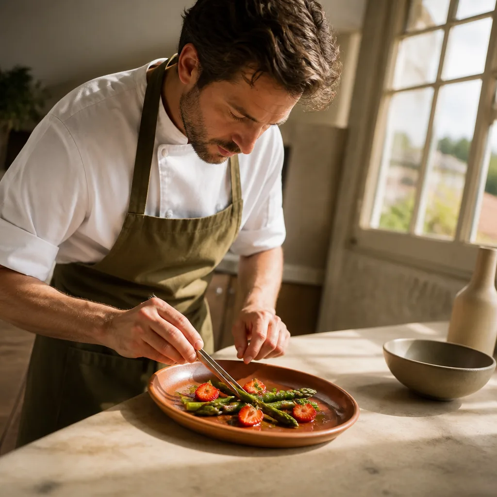 Table de saison française, légumes racines et plat mijoté au vin rouge
