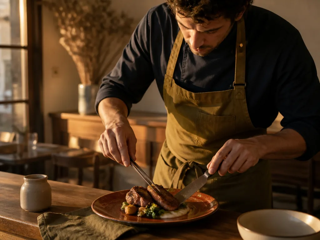 Ardoise de restaurant affichant le menu du jour, posée sur un chevalet en bois